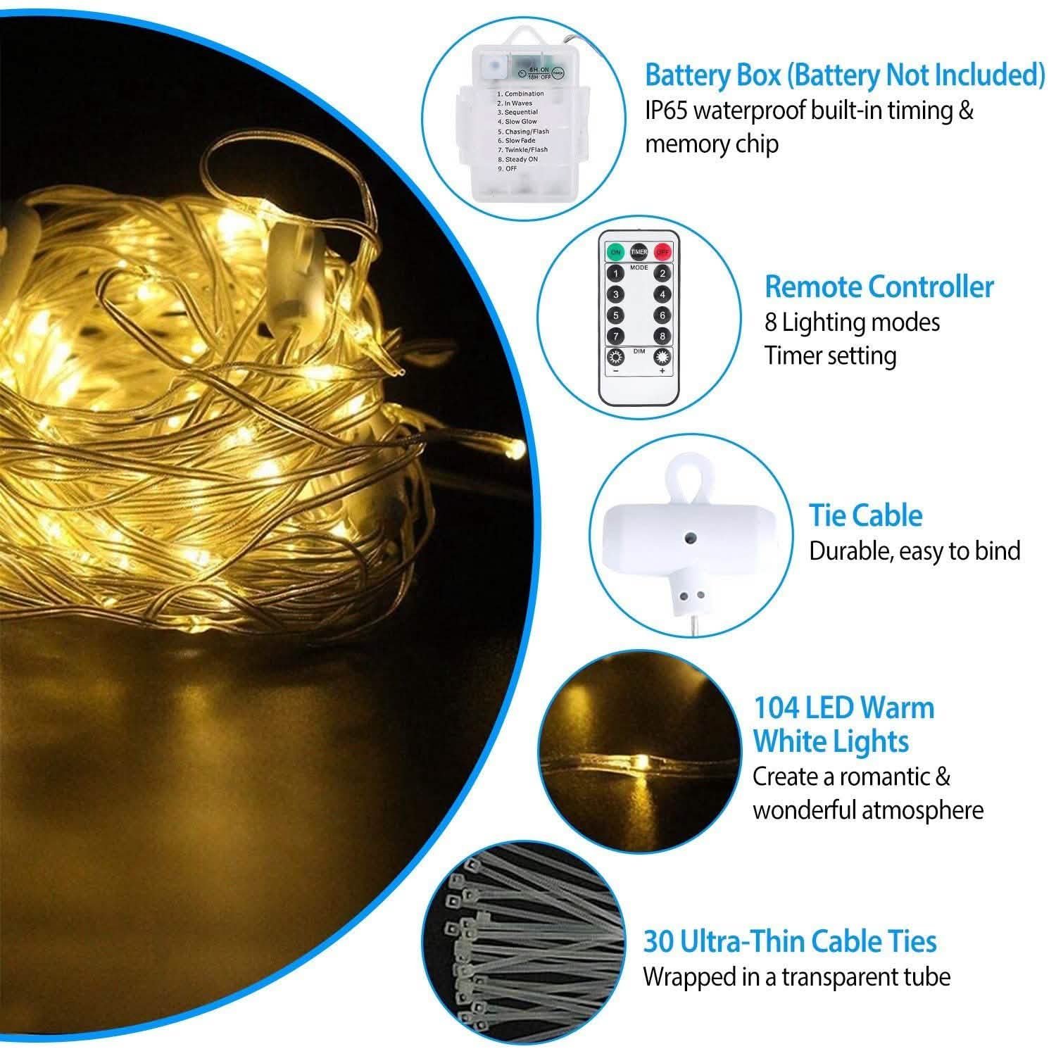 Patio Umbrella Lights 8 Lighting Mode with Remote Control Garden & Patio - Tophatter Daily Deals