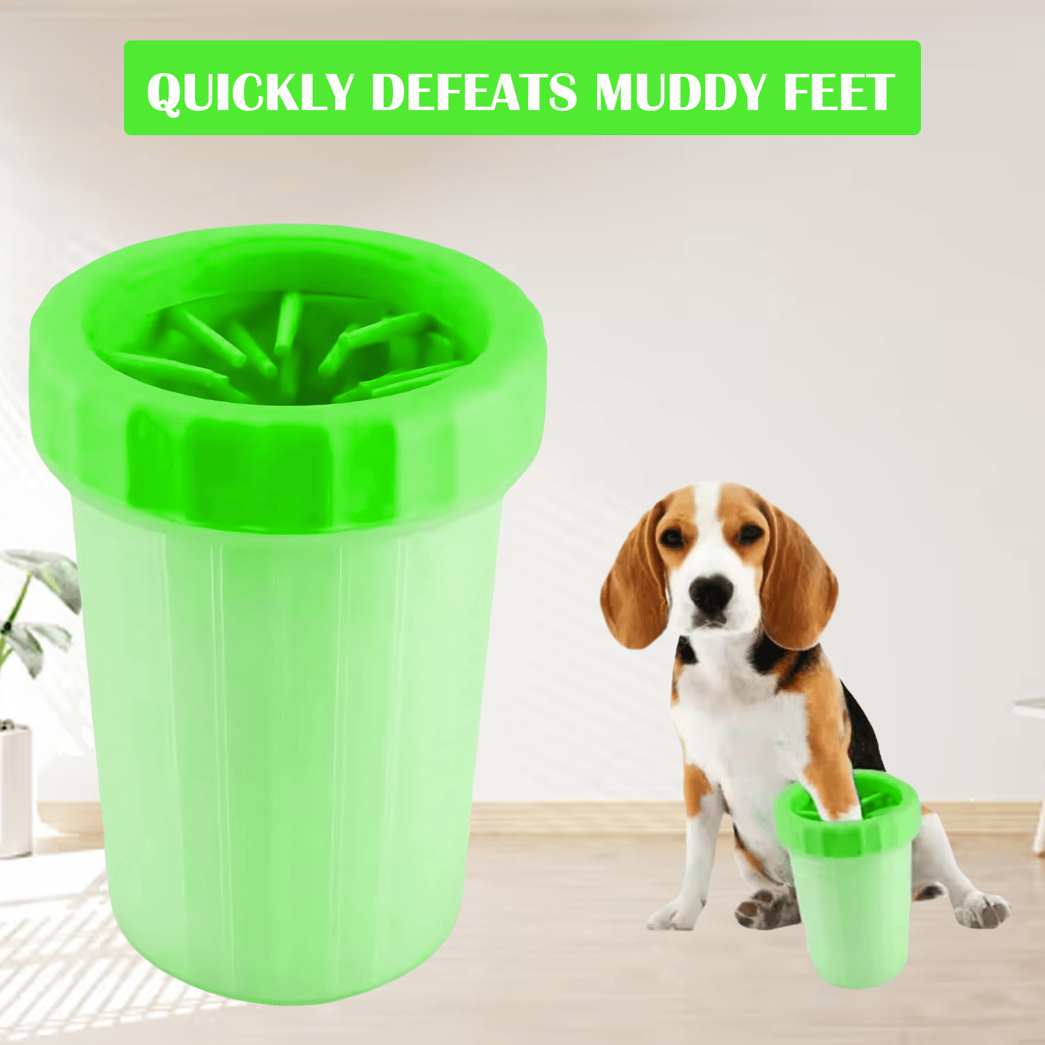 Dog Feet Cleaner - Portable Pet Foot Washer Cup Dog Cat Cleaner Paw Clean Brush Cup Quickly Wash Green Pet Products - Tophatter Daily Deals