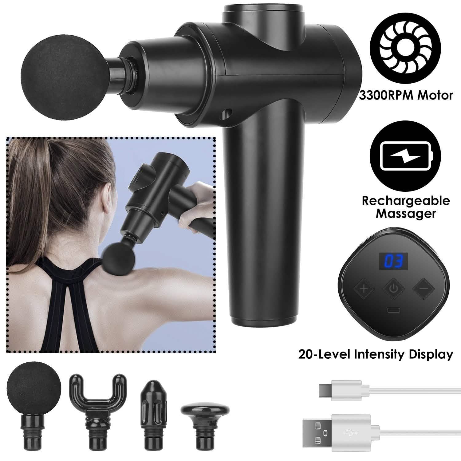 Percussion Digital Display Rechargeable Deep Tissue Vibration Massage Gun Health & Wellness - Tophatter Daily Deals