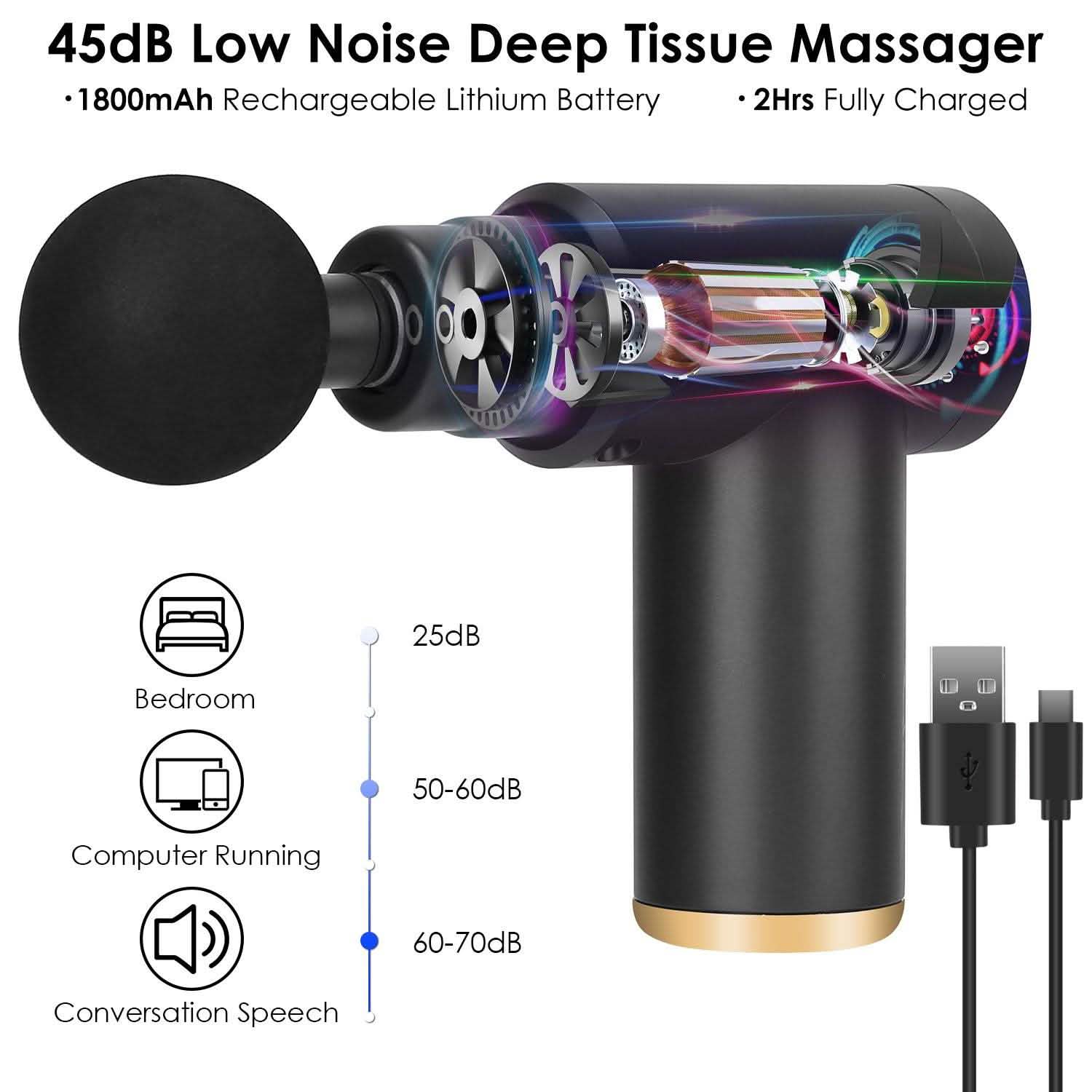 Percussion Rechargeable Massage Gun Health & Wellness - Tophatter Daily Deals
