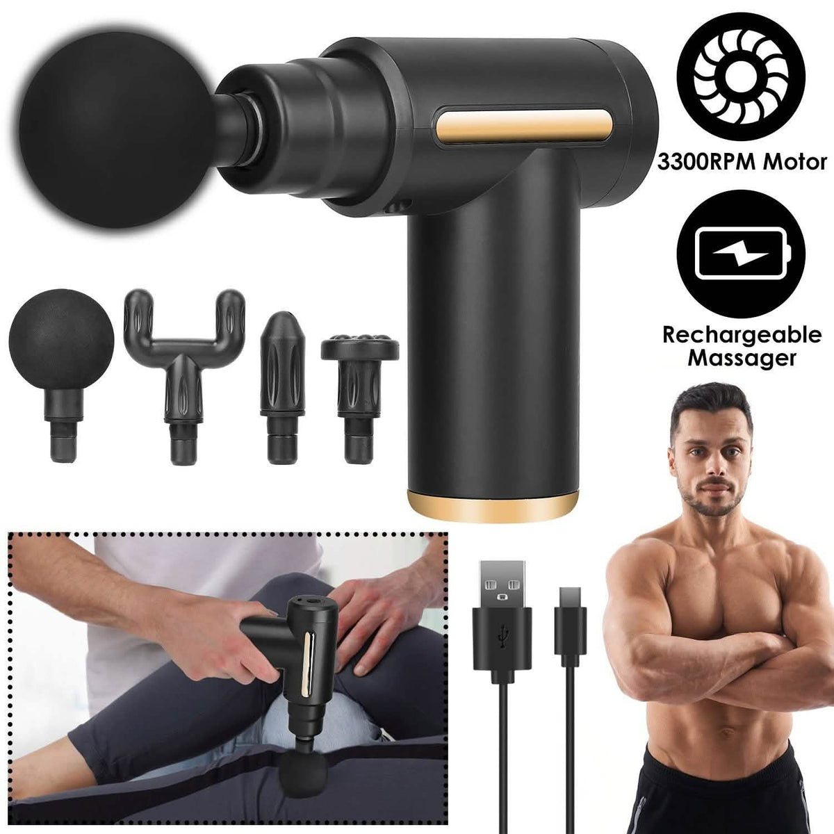 Percussion Rechargeable Massage Gun Health & Wellness - Tophatter Daily Deals