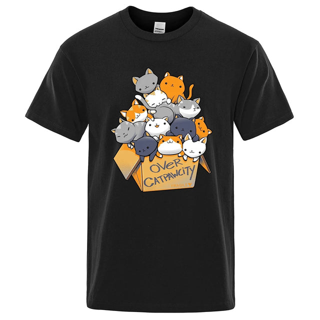 Personality Print T Shirts Many Cats Black Tee - Tophatter Daily Deals