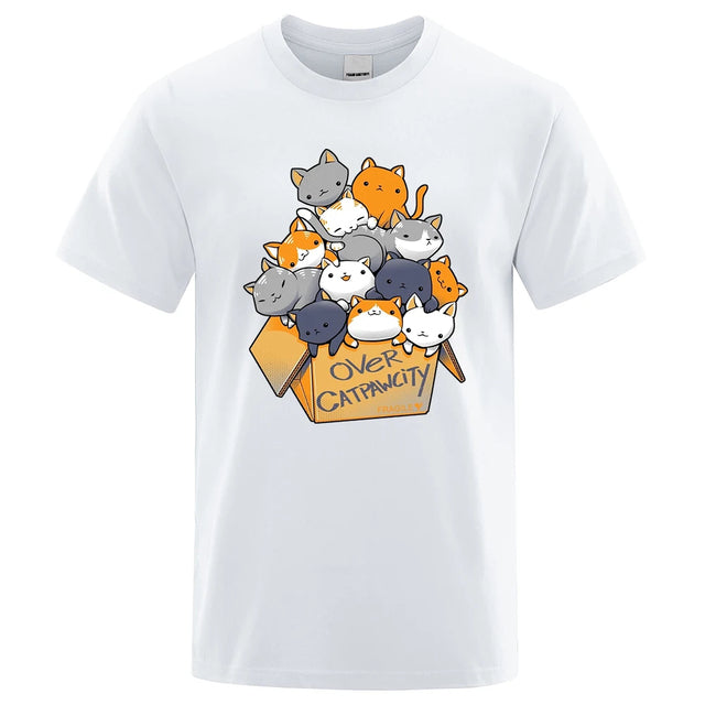 Personality Print T Shirts Many Cats White Tee - Tophatter Daily Deals