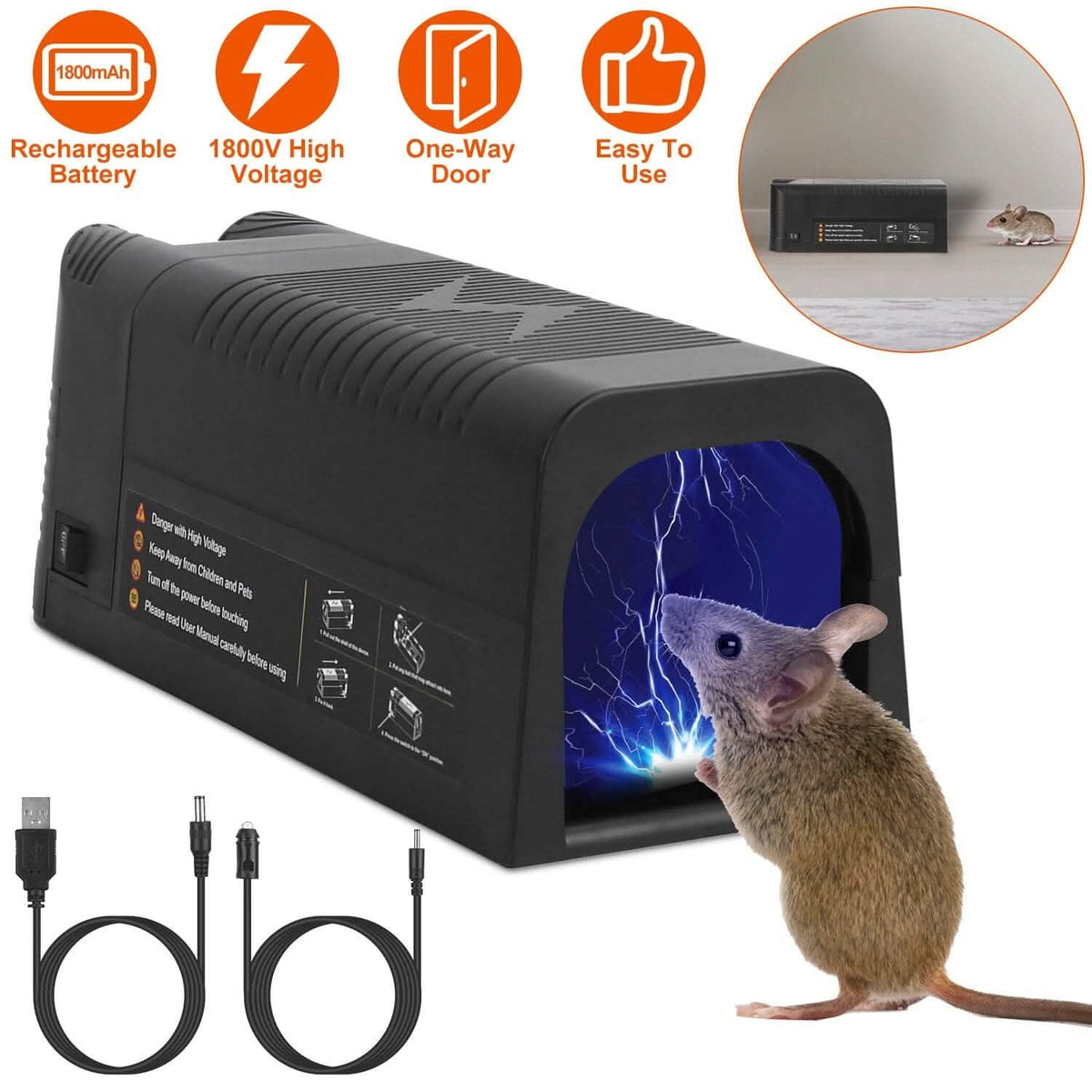 Pest Control Rechargeable Shock Mice Killer with 1800V High Voltage Pest Control - Tophatter Daily Deals