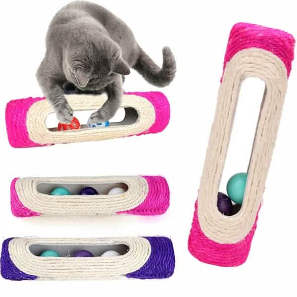 Pet Cat Rolling Sisal Scratching Post Trapped With 3 Ball Training Novely Toy Pet Supplies - Tophatter Daily Deals