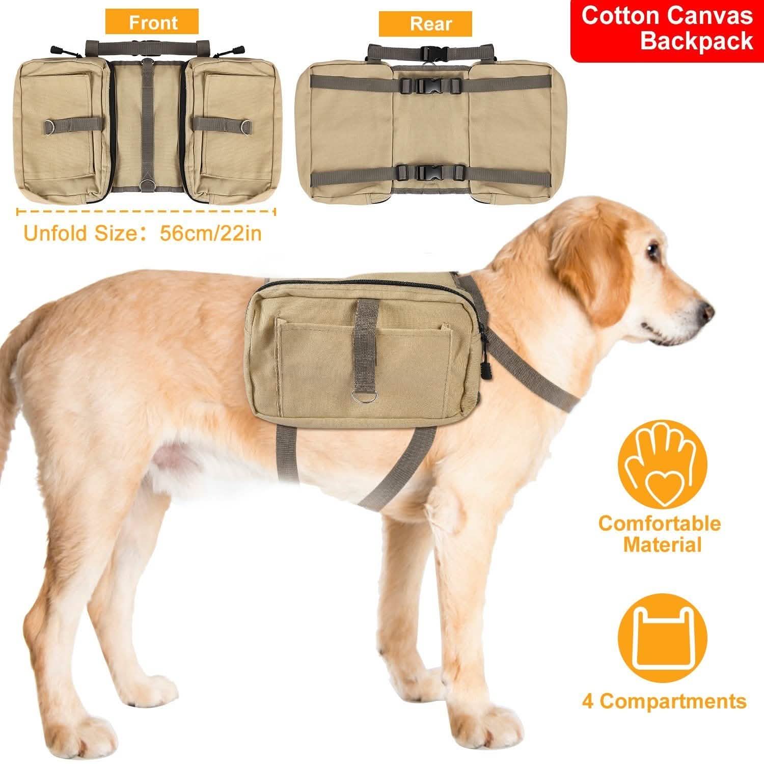 Pet Dog Backpack Hound Hiking Camping Saddle Bag Pet Supplies - Tophatter Daily Deals