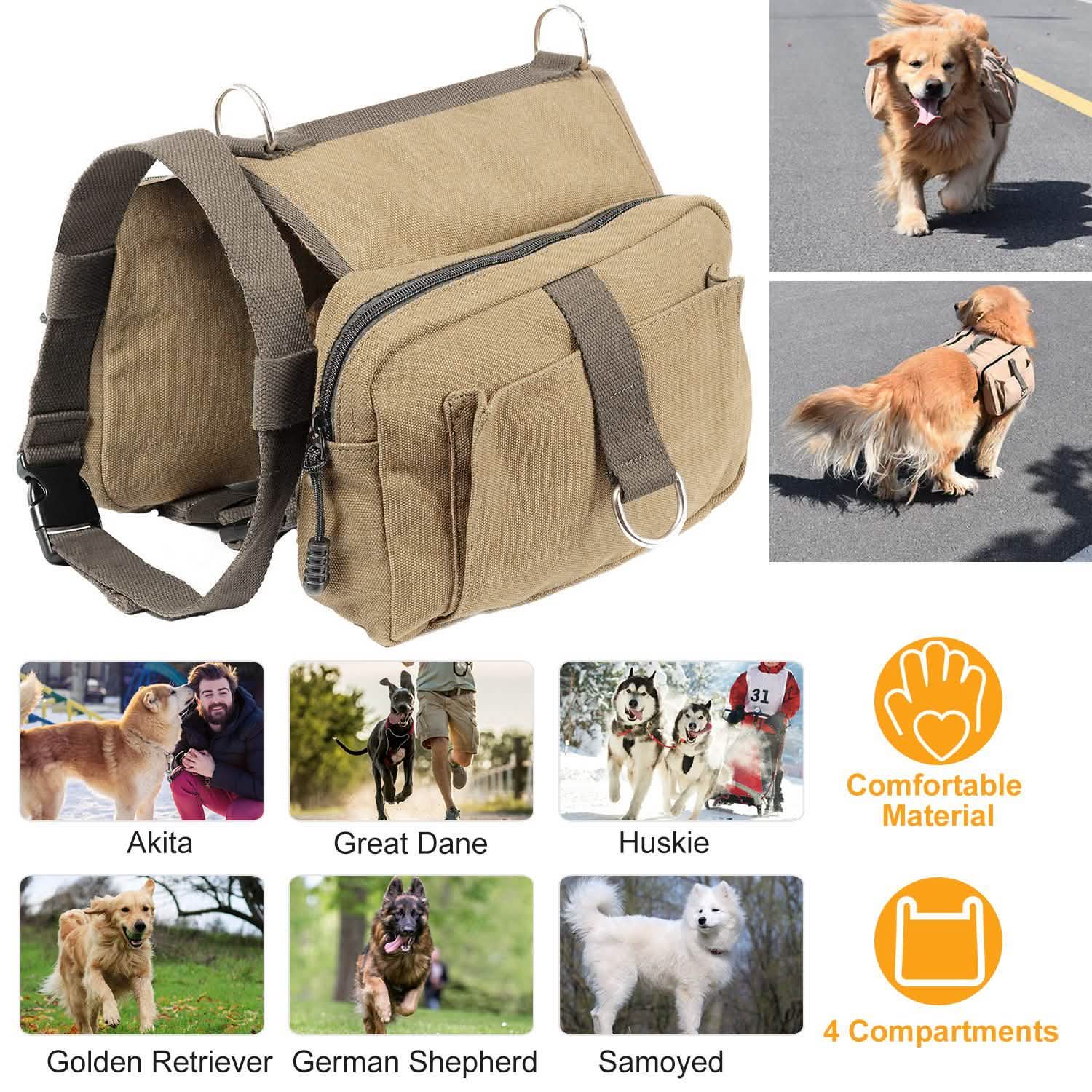 Pet Dog Backpack Hound Hiking Camping Saddle Bag Pet Supplies - Tophatter Daily Deals