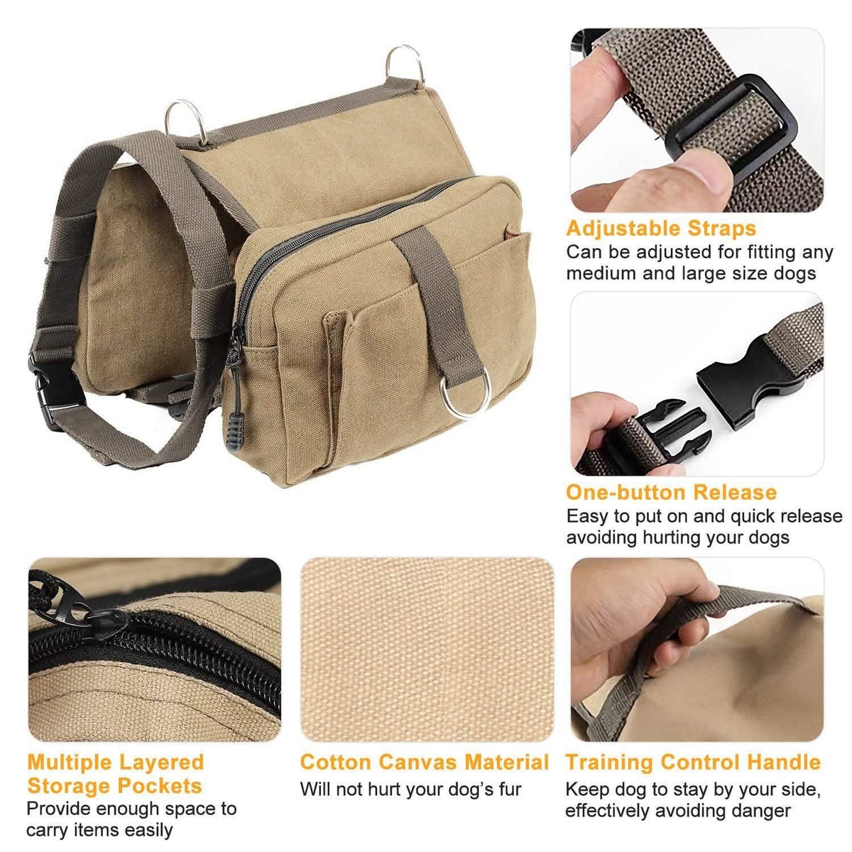 Pet Dog Backpack Hound Hiking Camping Saddle Bag Pet Supplies - Tophatter Daily Deals