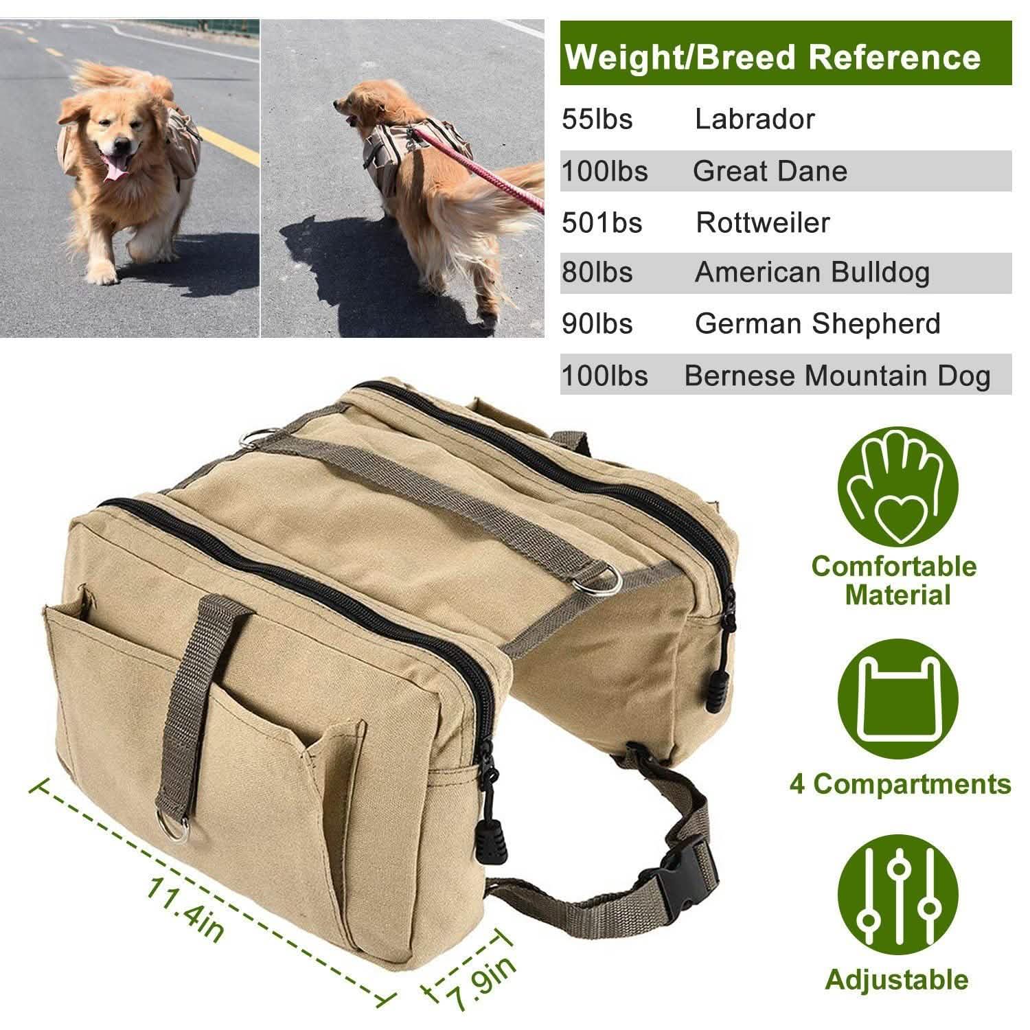 Pet Dog Backpack Hound Hiking Camping Saddle Bag Pet Supplies - Tophatter Daily Deals