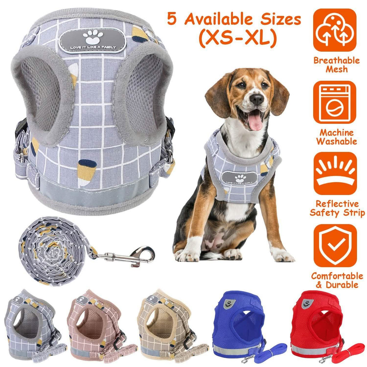 Pet Mesh Harness Dog Leash Puppy Vest Pet Leashes & Harnesses - Tophatter Daily Deals