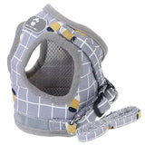 Pet Mesh Harness Dog Leash Puppy Vest Gray Checkered Pet Leashes & Harnesses - Tophatter Daily Deals