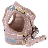 Pet Mesh Harness Dog Leash Puppy Vest Pink Checkered Pet Leashes & Harnesses - Tophatter Daily Deals