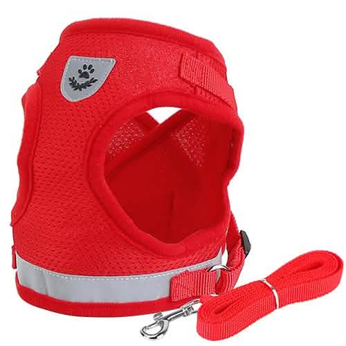 Pet Mesh Harness Dog Leash Puppy Vest Red Pet Supplies - Tophatter Daily Deals