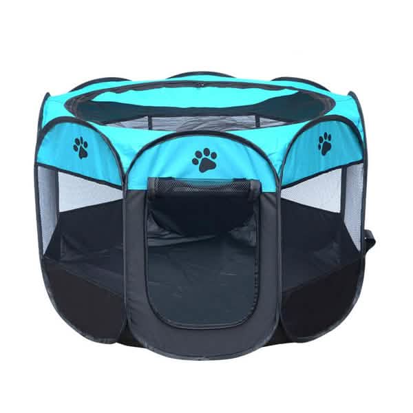Pet Tent Portable Playpen Blue Pet Supplies - Tophatter Daily Deals