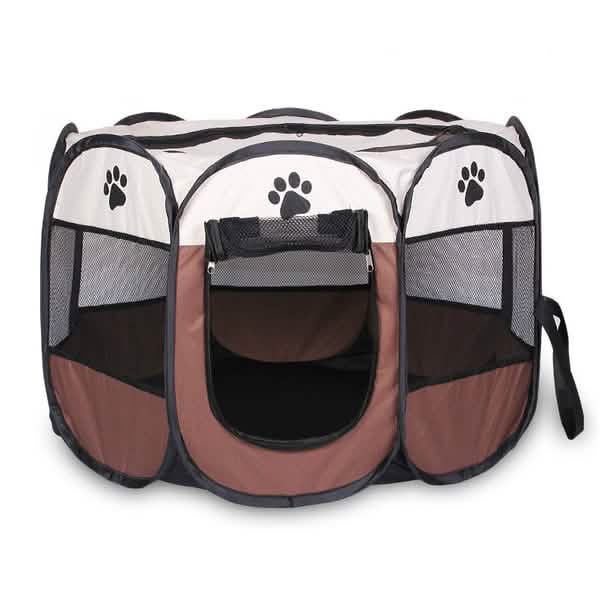 Pet Tent Portable Playpen Brown Pet Supplies - Tophatter Daily Deals