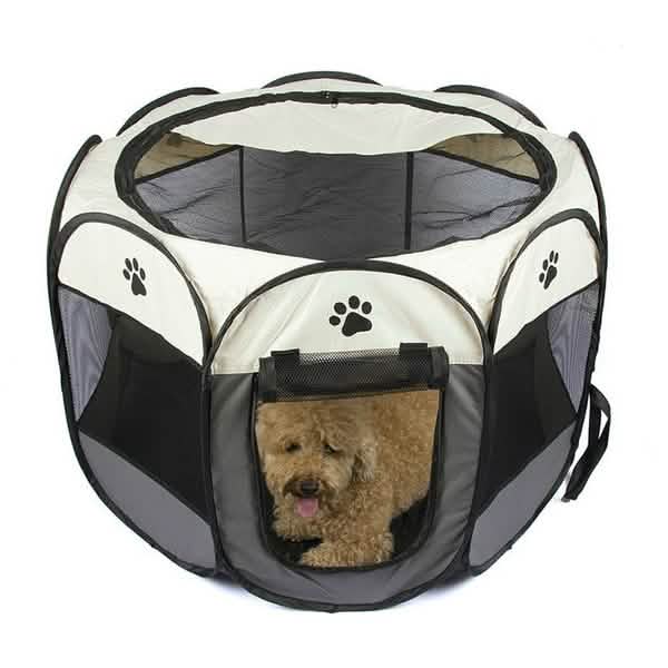 Pet Tent Portable Playpen Gray Pet Supplies - Tophatter Daily Deals