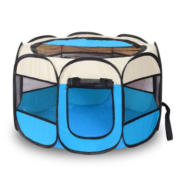 Pet Tent Portable Playpen Light Blue Pet Supplies - Tophatter Daily Deals