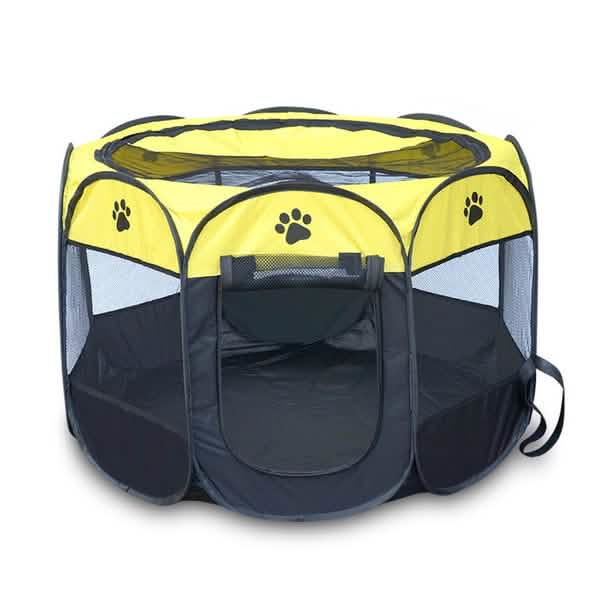 Pet Tent Portable Playpen Yellow Pet Supplies - Tophatter Daily Deals
