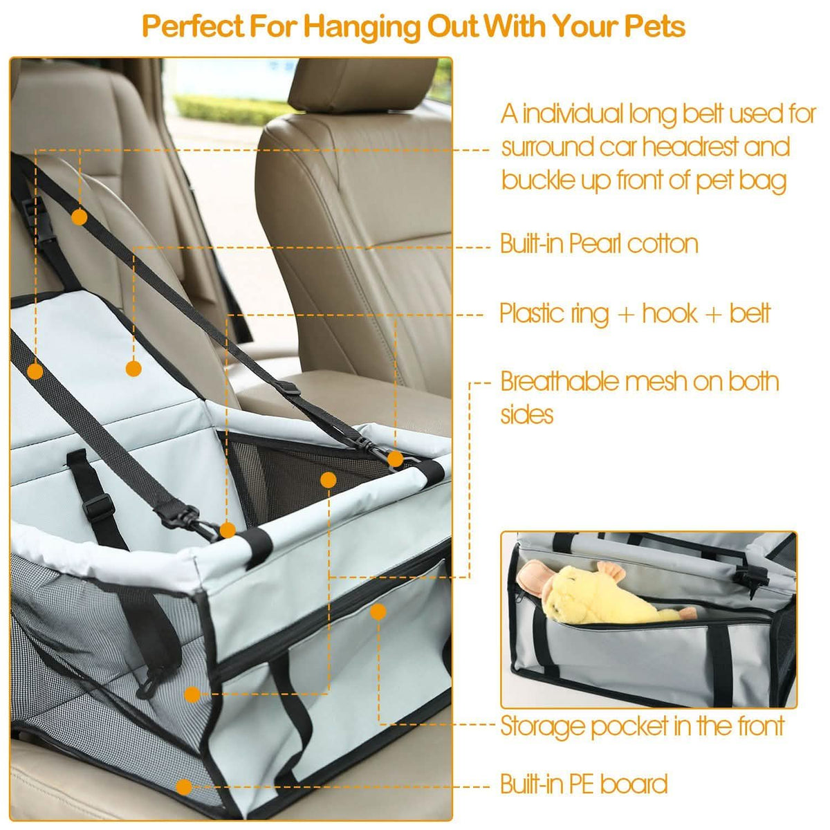 Pet Travel Carrier with Clip-On Safety Leash Zipper Storage Pocket for Pets up to 20lbs Pet Leashes & Harnesses - Tophatter Daily Deals