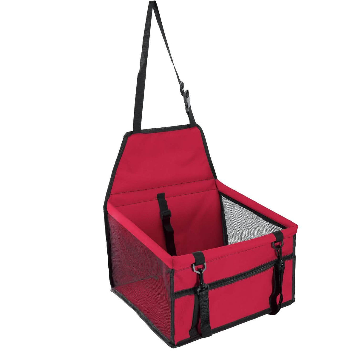 Pet Travel Carrier with Clip-On Safety Leash Zipper Storage Pocket for Pets up to 20lbs Red Pet Leashes & Harnesses - Tophatter Daily Deals