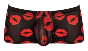 Kiss Me Sheer Black Mini Shorts With Kiss Print For Men - Small > Clothes > Mens Trunks - Tophatter Daily Deals