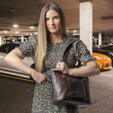 Peyton Leather Concealed Carry Tote EDC Handbag Handgun Purses - Tophatter Daily Deals