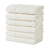 Cotton Diamond Waffle Weave Bath Towel Set - Grayson Collection Hand Towel (Pack of 6) Ivory Bath - Tophatter Daily Deals