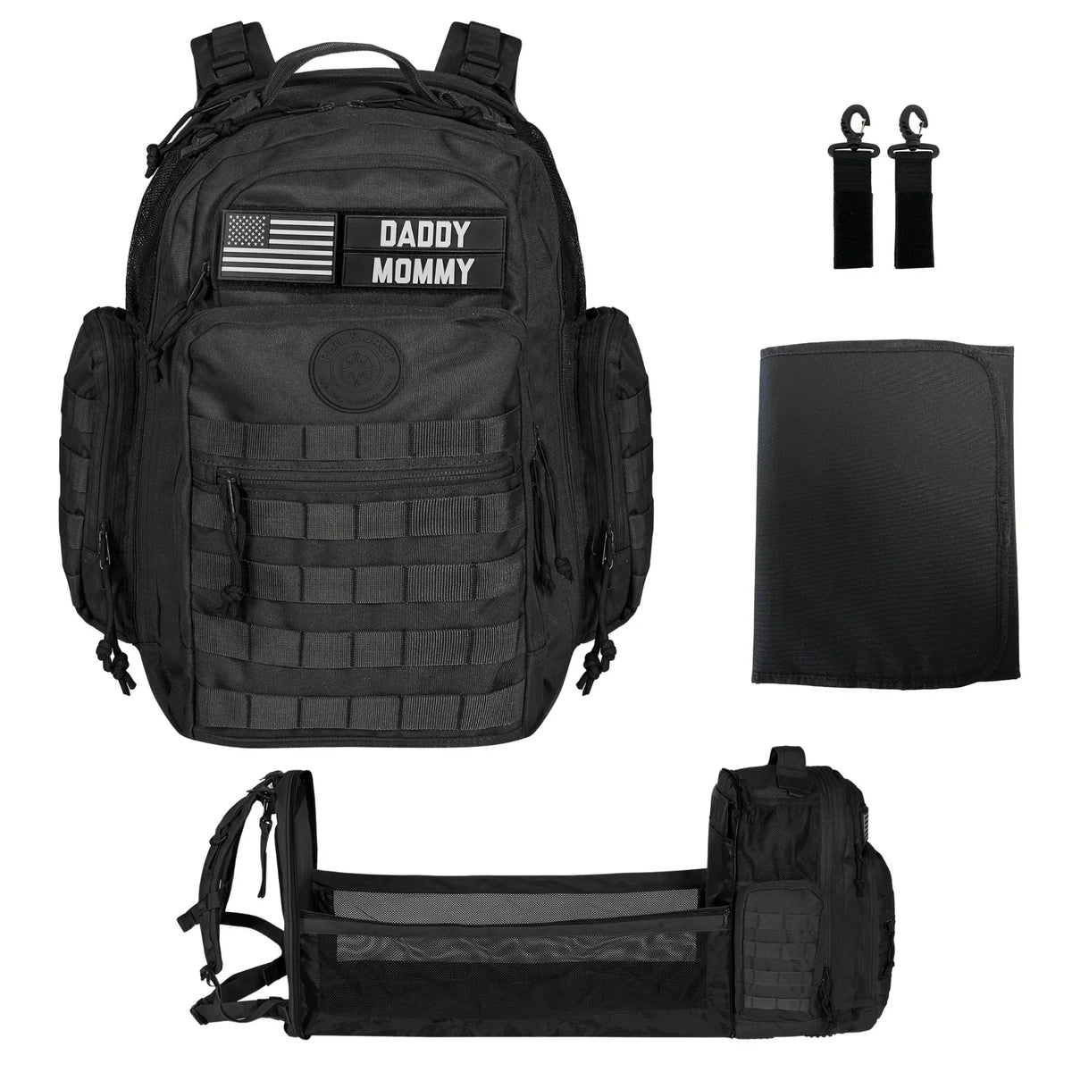 Phil & Jack Dad Diaper Bag Backpack, Baby Diaper Bag with Changing Station, Tactical Military Style, Womens Mens Diaper Bag (Black) Handbags & Wallets - Tophatter Daily Deals