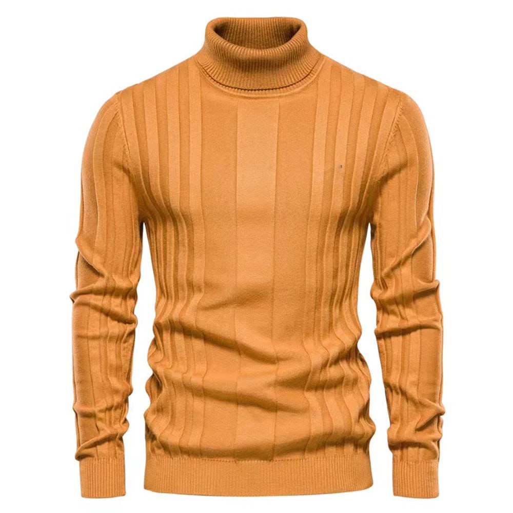 Fitted Men’s Turtleneck Sweater - Slim Knit For Winter Khaki - Tophatter Daily Deals