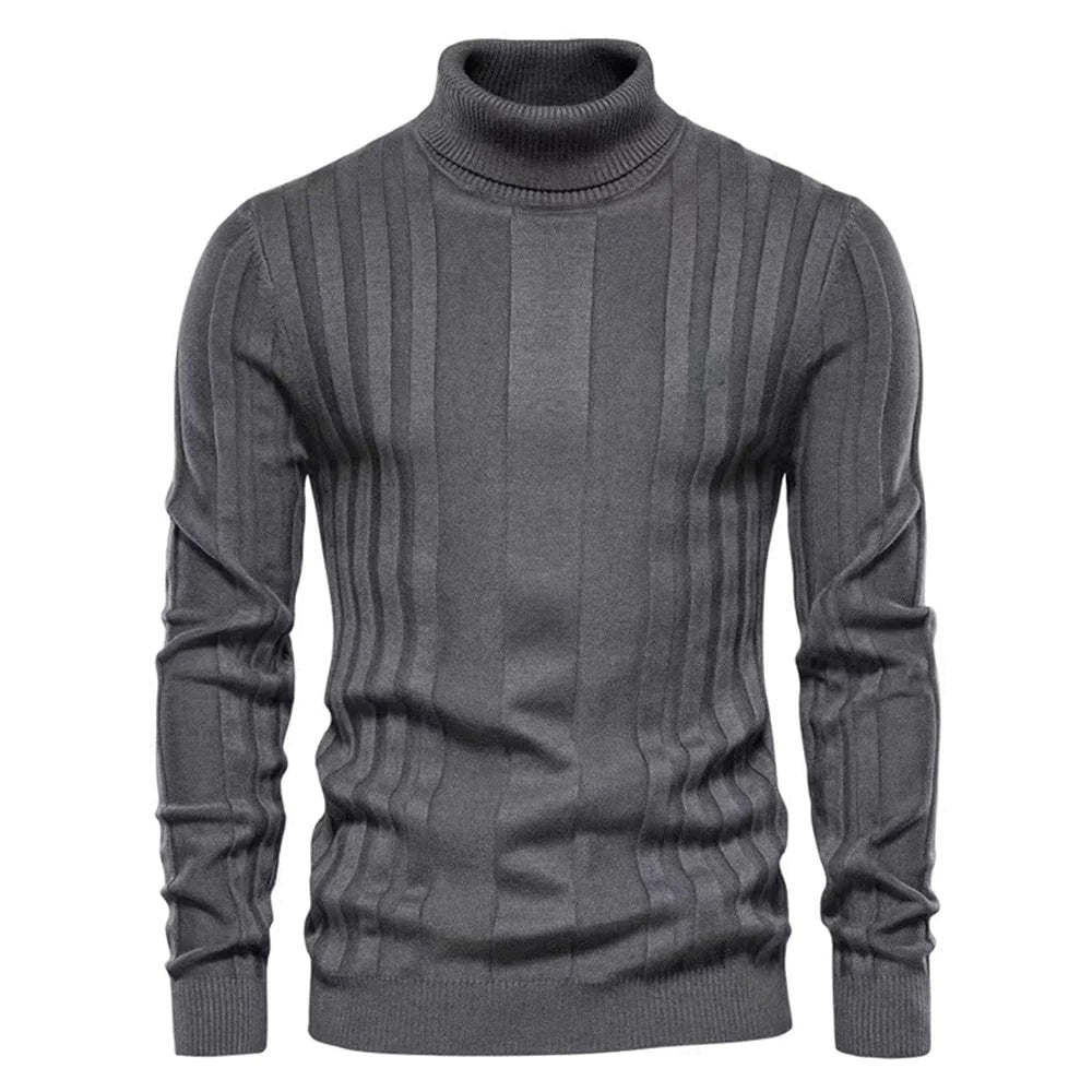 Fitted Men’s Turtleneck Sweater - Slim Knit For Winter Gray - Tophatter Daily Deals