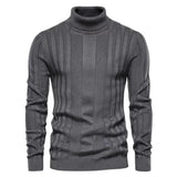Fitted Men’s Turtleneck Sweater - Slim Knit For Winter Gray - Tophatter Daily Deals