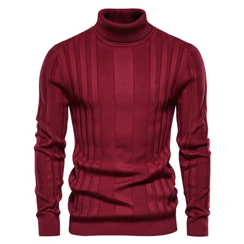 Fitted Men’s Turtleneck Sweater - Slim Knit For Winter Red - Tophatter Daily Deals
