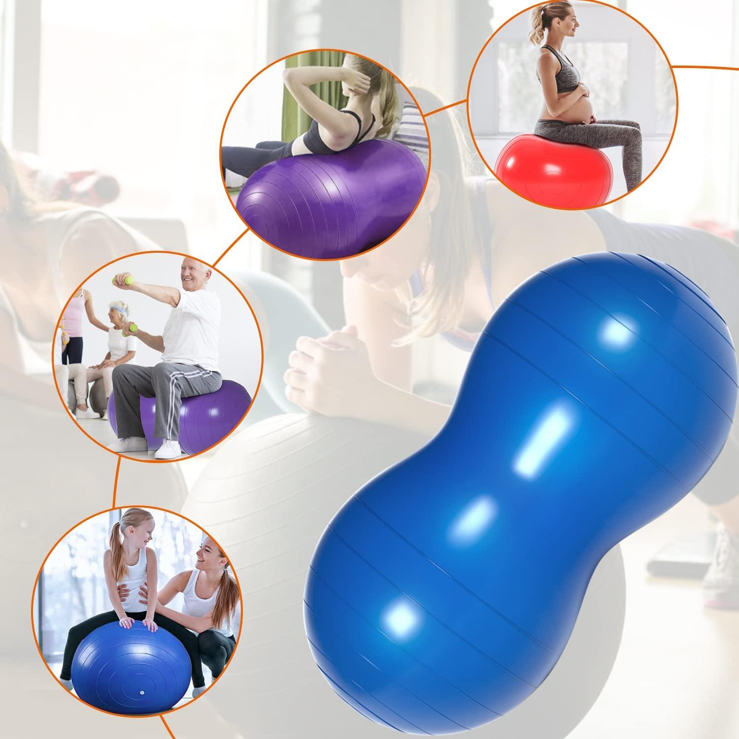 Peanut Exercise Ball - Yoga Peanut Ball with Hand Pump Anti Burst Balance Ball for Labor Birthing, Physical Therapy Yoga - Tophatter Daily Deals