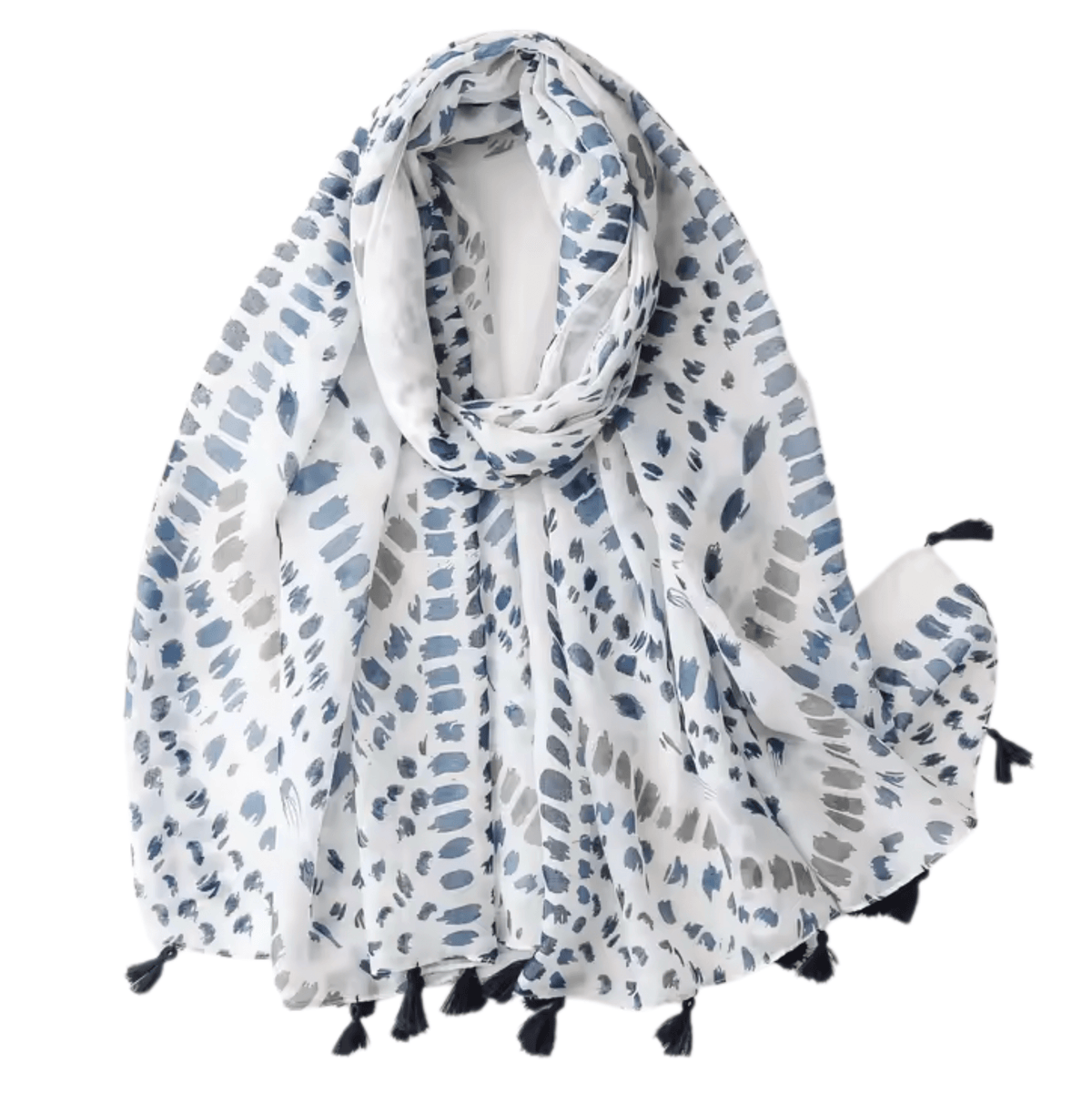 Blue Brushstroke Tassel Scarf Multi Scarves - Tophatter Daily Deals