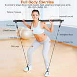 Pilates Bar Kit with 4 Resistance Bands Fitness & Exercise - Tophatter Daily Deals