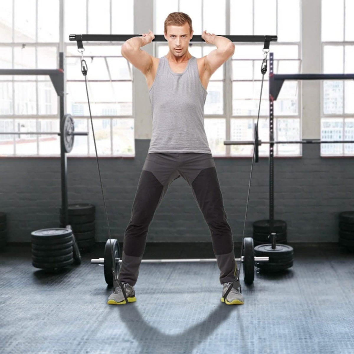 Pilates Bar Kit with 4 Resistance Bands Fitness & Exercise - Tophatter Daily Deals