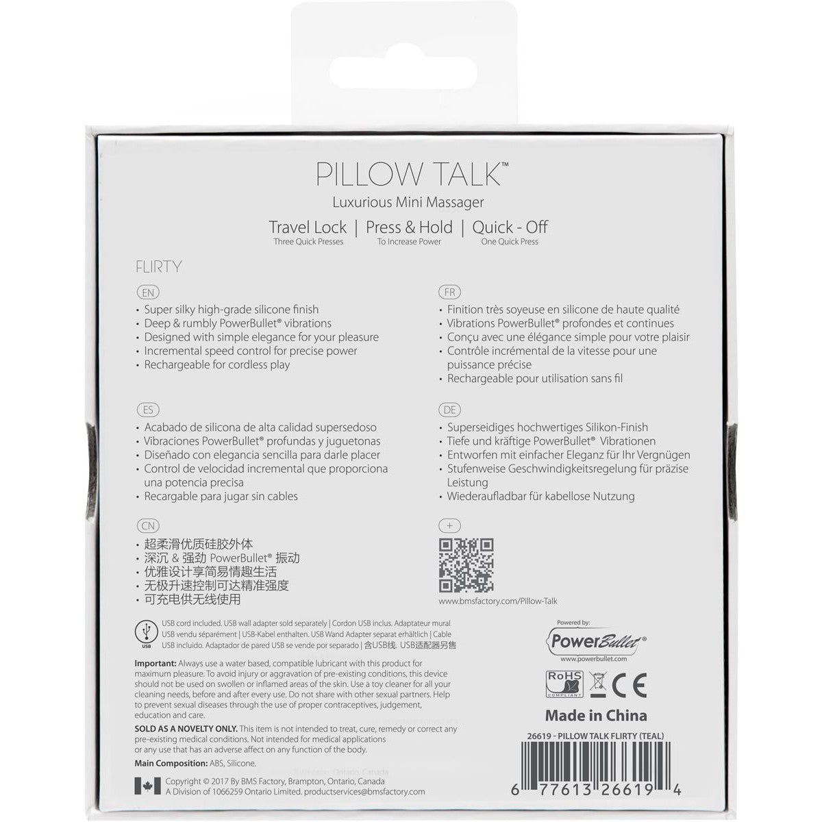 Pillow Talk Flirty Bullet Vibrator in Teal Bullet Vibrator - Tophatter Daily Deals