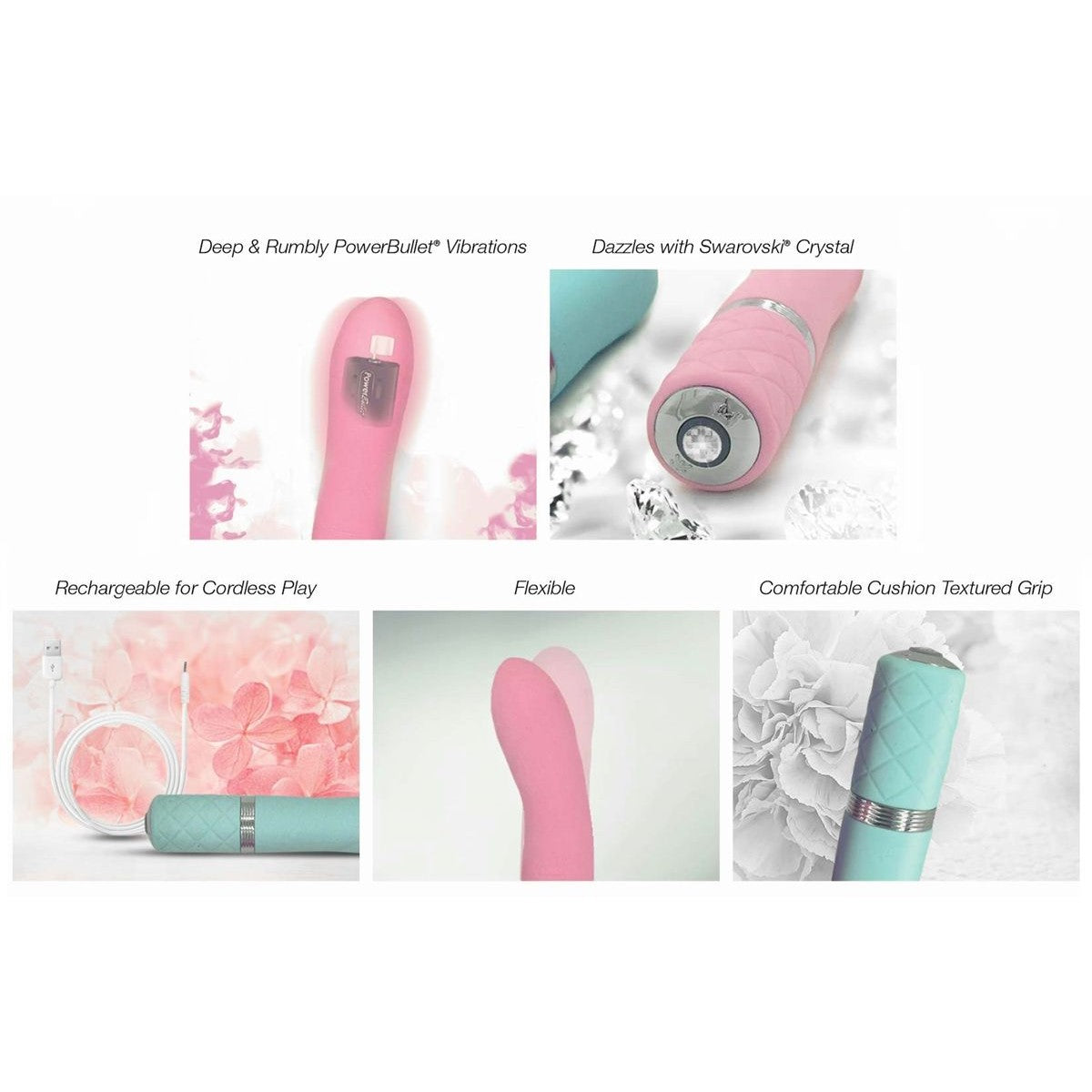 Pillow Talk Flirty Bullet Vibrator in Teal Bullet Vibrator - Tophatter Daily Deals