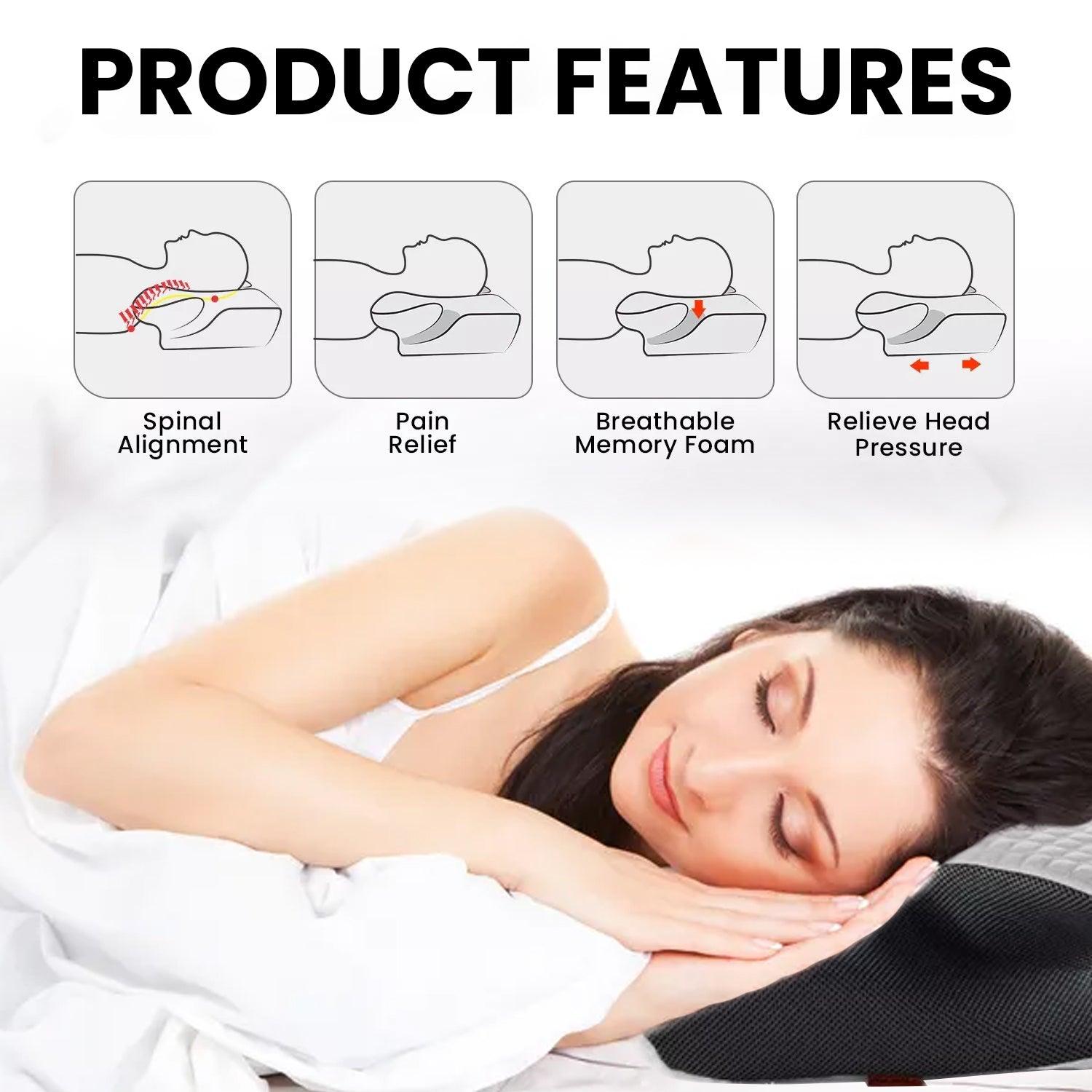 Memory Foam Pillow - Orthopedic Pillow For Neck Head Shoulder & Back Pain Relief Support Health Care - Tophatter Daily Deals