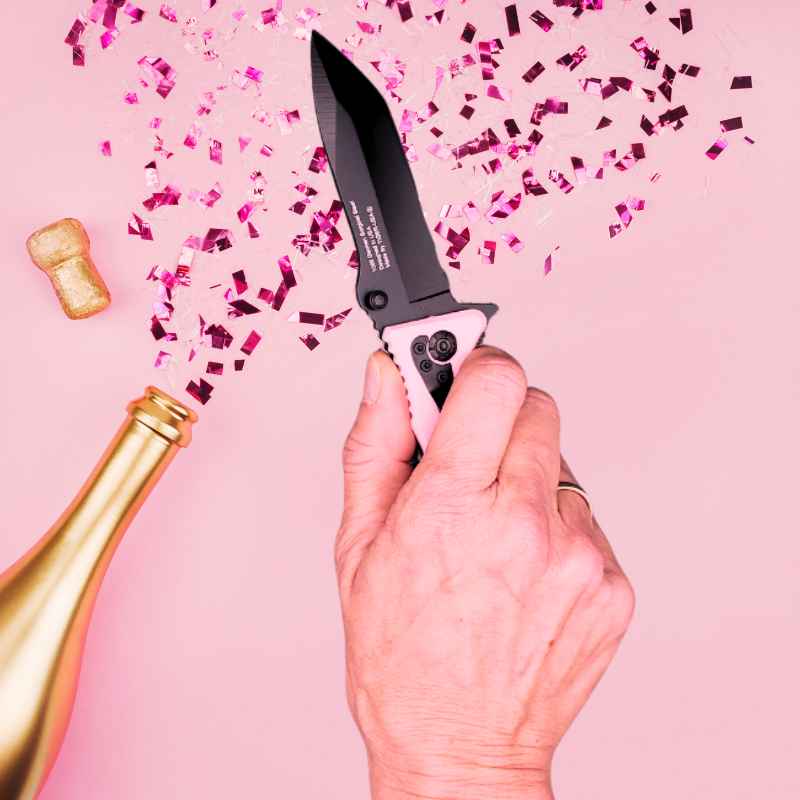 Pink Auto Safety Survival Tactical Knife Tanto Blade Knives & Knuckles - Tophatter Daily Deals