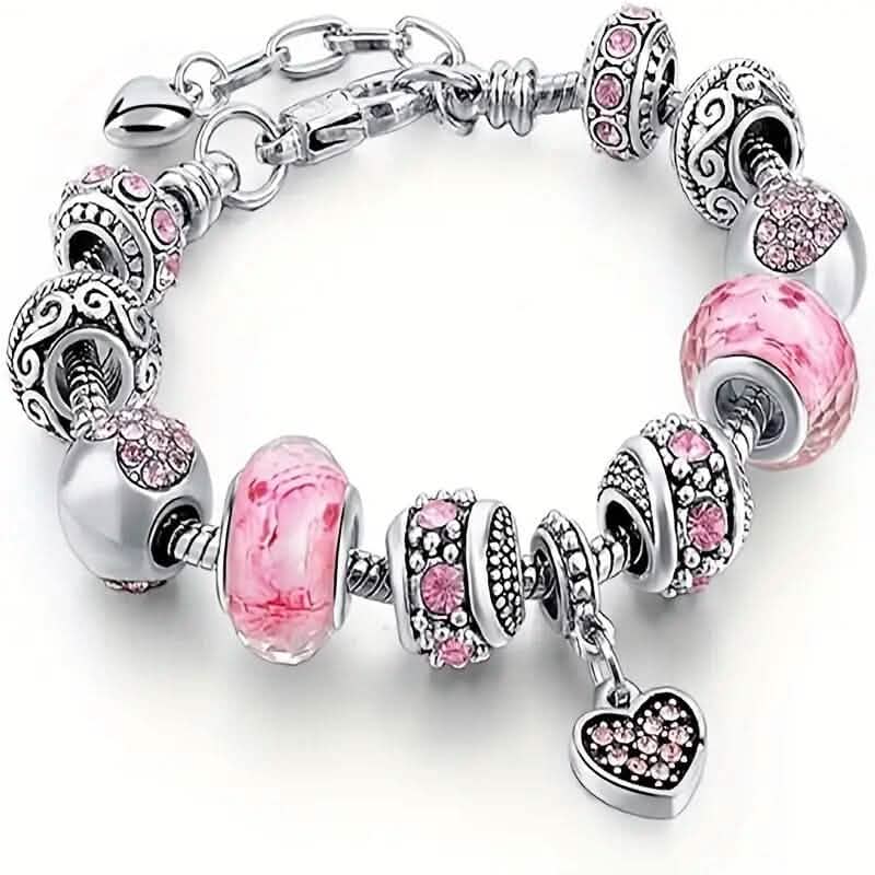 Pink Heart-Shaped Pendant Bracelet Bracelets - Tophatter Daily Deals