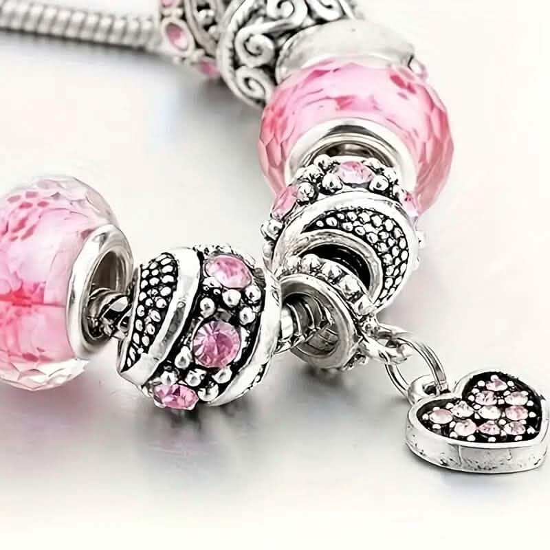 Pink Heart-Shaped Pendant Bracelet Bracelets - Tophatter Daily Deals