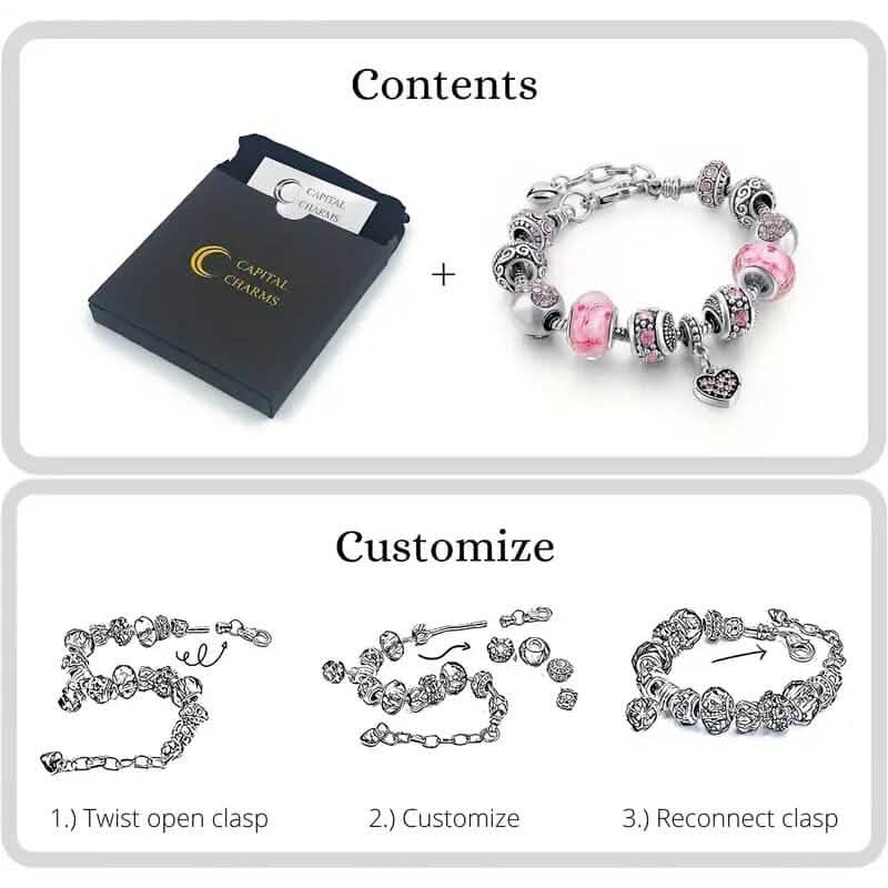 Pink Heart-Shaped Pendant Bracelet Bracelets - Tophatter Daily Deals