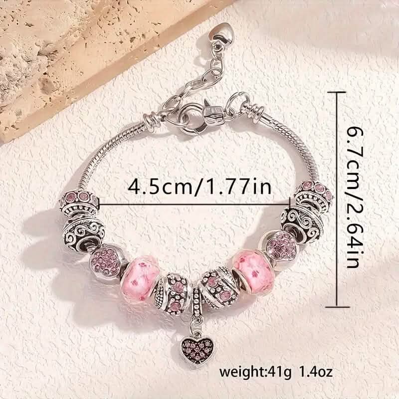 Pink Heart-Shaped Pendant Bracelet Bracelets - Tophatter Daily Deals
