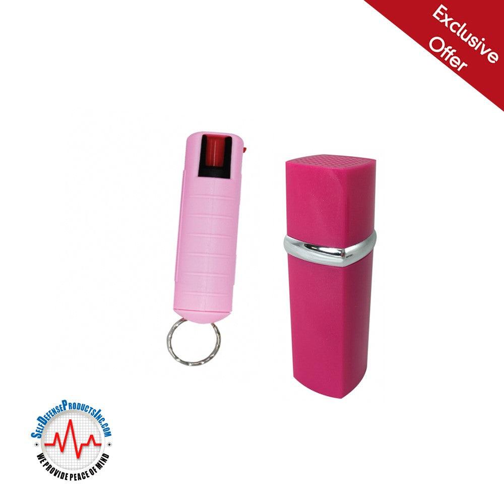 Pink Lipstick Alarm and Keychain Pepper Spray Self Defense - Tophatter Daily Deals