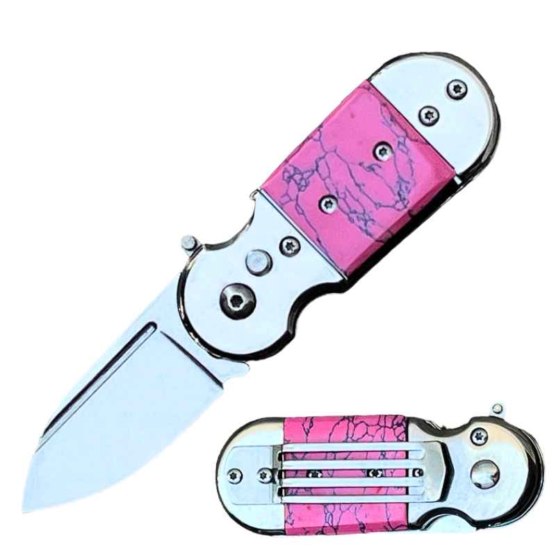 Pink Marble Mini Pocket Knife Money Clip Knives & Knuckles - Tophatter Daily Deals