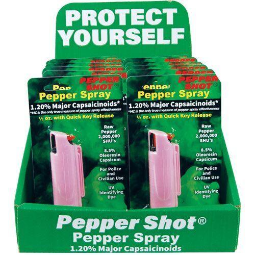 12) PS-1A Pink Hard Case Pepper Sprays with Display Option Add Display Self Defense - Tophatter Daily Deals