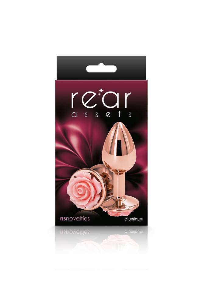NS Novelties - Rear Assets - Aluminum Rose Butt Plug - Gold/Pink - Small - 3 Inch Sex Toy - Tophatter Daily Deals