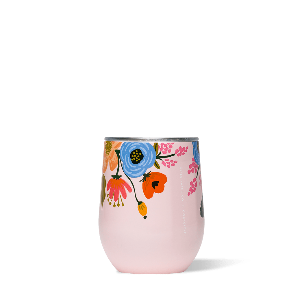 Rifle Paper Co. Stemless by CORKCICLE. Blush Lively Floral 12oz Stemless - Tophatter Daily Deals