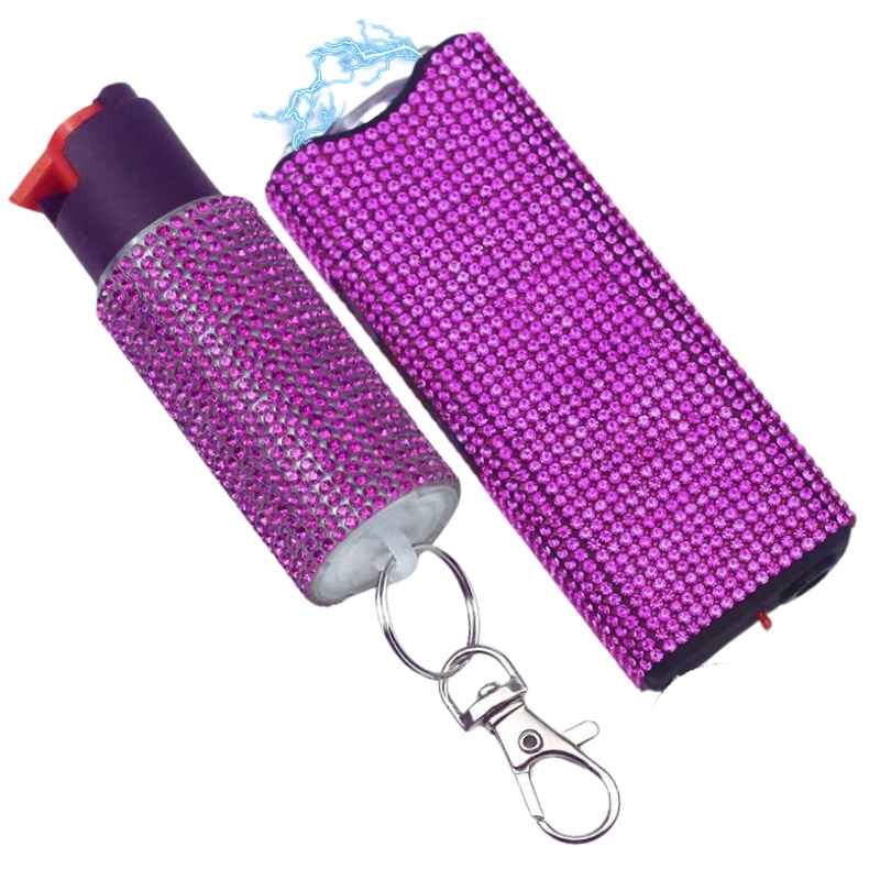 Rhinestone Mini Stun Gun and Pepper Spray Keychain Kit Pink Package Deals - Tophatter Daily Deals